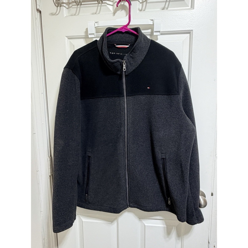 Tommy Hilfiger Men's Colorblock Full Zip Jacket Stand-Up Collar Navy XL W/ Logo